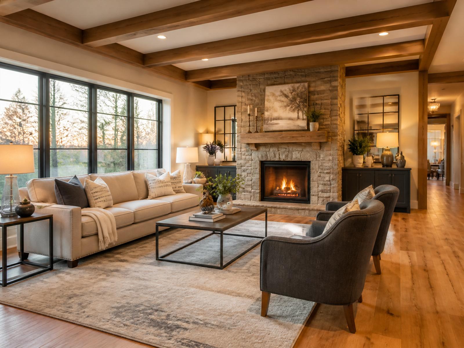 Bright, professionally edited real estate living room